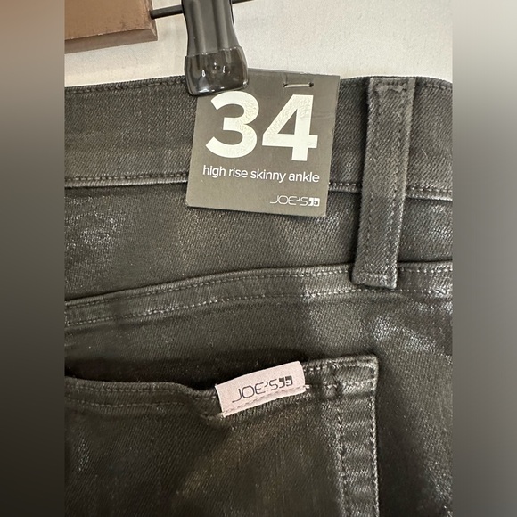 JOE'S High Rise Skinny Ankle Black Coated Denim NWT Size 34 - Picture 6 of 6